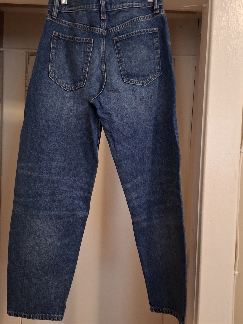 Banana Republic Ultra High Rise Barrel Jeans Dark Wash Stretch Denim Size 27 - Picture 2 of 6